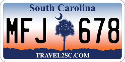 SC license plate MFJ678