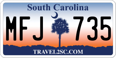 SC license plate MFJ735
