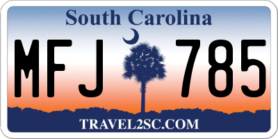 SC license plate MFJ785