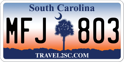 SC license plate MFJ803
