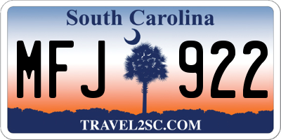 SC license plate MFJ922