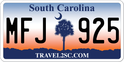 SC license plate MFJ925