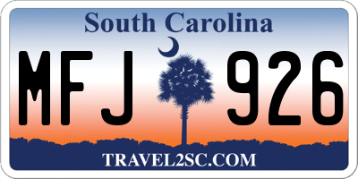 SC license plate MFJ926