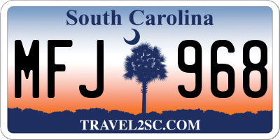 SC license plate MFJ968