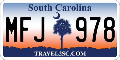 SC license plate MFJ978