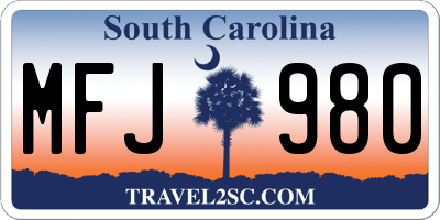 SC license plate MFJ980