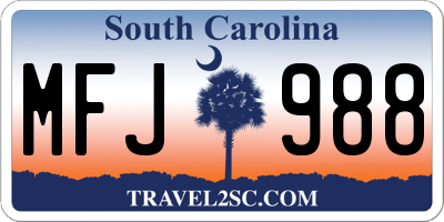 SC license plate MFJ988