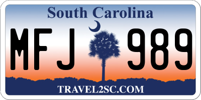 SC license plate MFJ989