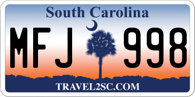 SC license plate MFJ998