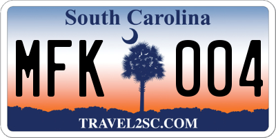 SC license plate MFK004