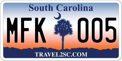 SC license plate MFK005