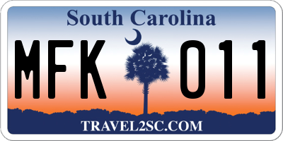 SC license plate MFK011