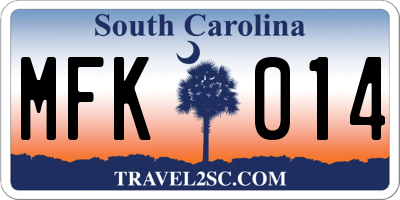 SC license plate MFK014