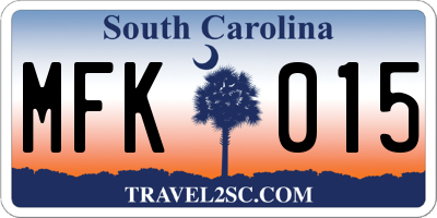 SC license plate MFK015