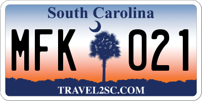 SC license plate MFK021