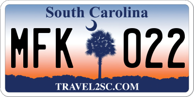 SC license plate MFK022