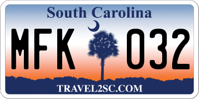 SC license plate MFK032