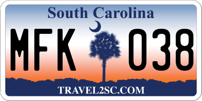 SC license plate MFK038