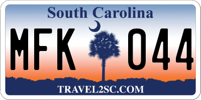 SC license plate MFK044