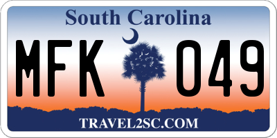 SC license plate MFK049
