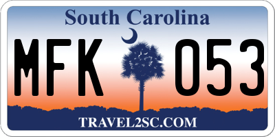 SC license plate MFK053