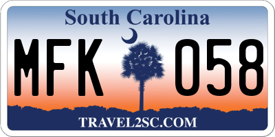 SC license plate MFK058