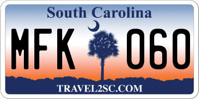 SC license plate MFK060