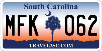 SC license plate MFK062