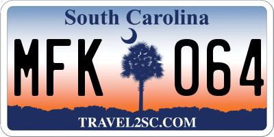 SC license plate MFK064