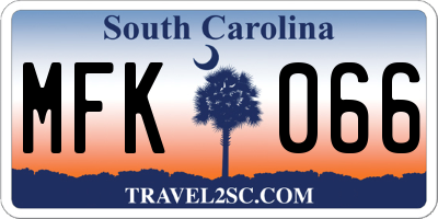 SC license plate MFK066