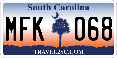 SC license plate MFK068