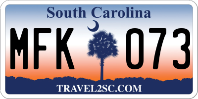 SC license plate MFK073