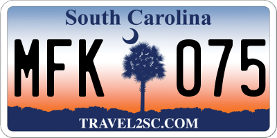 SC license plate MFK075