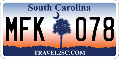SC license plate MFK078