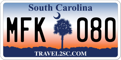 SC license plate MFK080