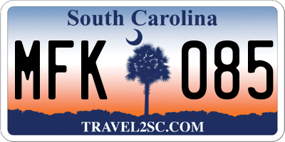 SC license plate MFK085