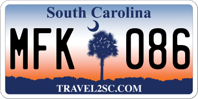 SC license plate MFK086