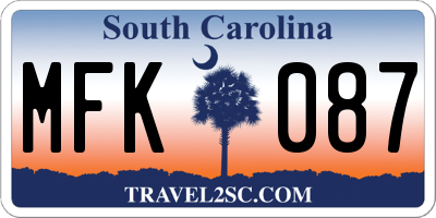 SC license plate MFK087