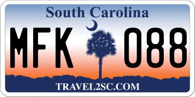 SC license plate MFK088
