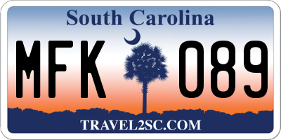 SC license plate MFK089