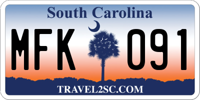 SC license plate MFK091