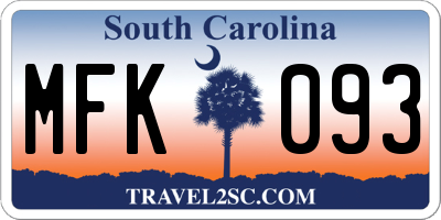 SC license plate MFK093
