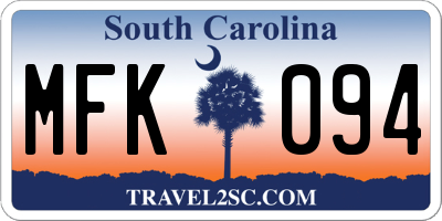 SC license plate MFK094