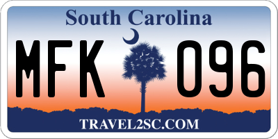 SC license plate MFK096