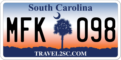 SC license plate MFK098