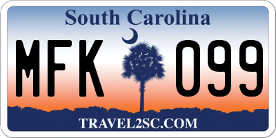 SC license plate MFK099
