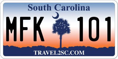 SC license plate MFK101