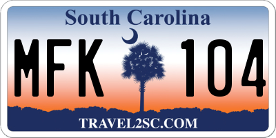 SC license plate MFK104
