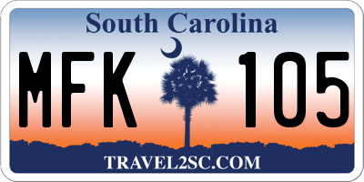 SC license plate MFK105