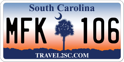 SC license plate MFK106